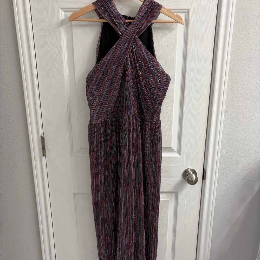 Taylor Multicolor Shimmery Halter Dress